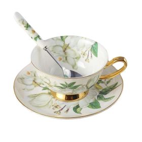 Magnolia Porcelain Teacup, Saucer and Spoon