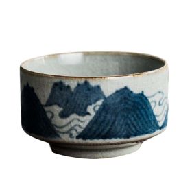 Handmade Blue and White Asian Style Ceramic Teacup