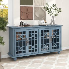 TREXM Sideboard with Adjustable Height Shelves; Metal Handles; and 4 Doors for Living Room; Bedroom; and Hallway (Teal Blue)