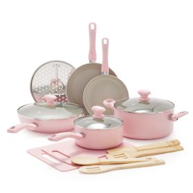 Pretty in Pink 15-piece Ceramic Cookware Set