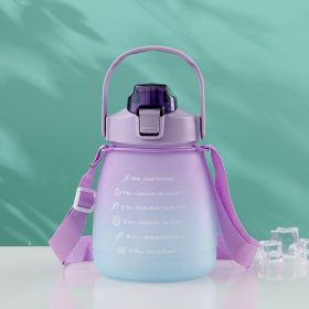 1300ML Motivational Water Bottle with Time Marker, Shoulder Strap & Straw (Color: Purple)