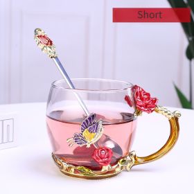 Rose Enamel Crystal Tea Glass (Color: Red)