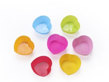 Colorful Shaped Nonstick Silicone Cupcake Molds, Reusable Heat Resistant Baking Liners (Design: heart)