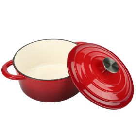COOKWIN Enameled Cast Iron Dutch Oven with Self Basting Lid- 4.5QT (Color: Red)