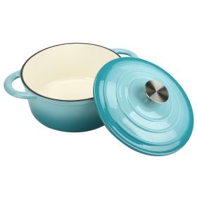 COOKWIN Enameled Cast Iron Dutch Oven with Self Basting Lid- 4.5QT (Color: teal)