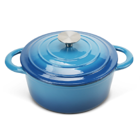 COOKWIN Enameled Cast Iron Dutch Oven with Self Basting Lid- 4.5QT (Color: Blue)